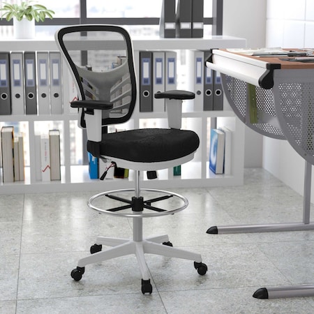 Flash Furniture Black Draft Chair, White Frame HL-0001-1CWHITE-GG